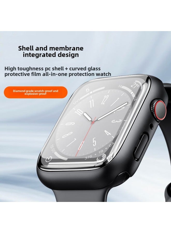 حافظة سطح منحني لساعة Apple Watch S9 لساعة Apple Watch S10 حافظة زجاجية مدمجة مع حافظة iwatch Watch - اللون: فضي - الأبعاد الخارجية: S10-46 مم - Image 1