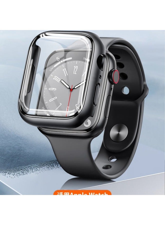 حافظة سطح منحني لساعة Apple Watch S9 لساعة Apple Watch S10 حافظة زجاجية مدمجة مع حافظة iwatch Watch - اللون: فضي - الأبعاد الخارجية: S10-46 مم - Image 2