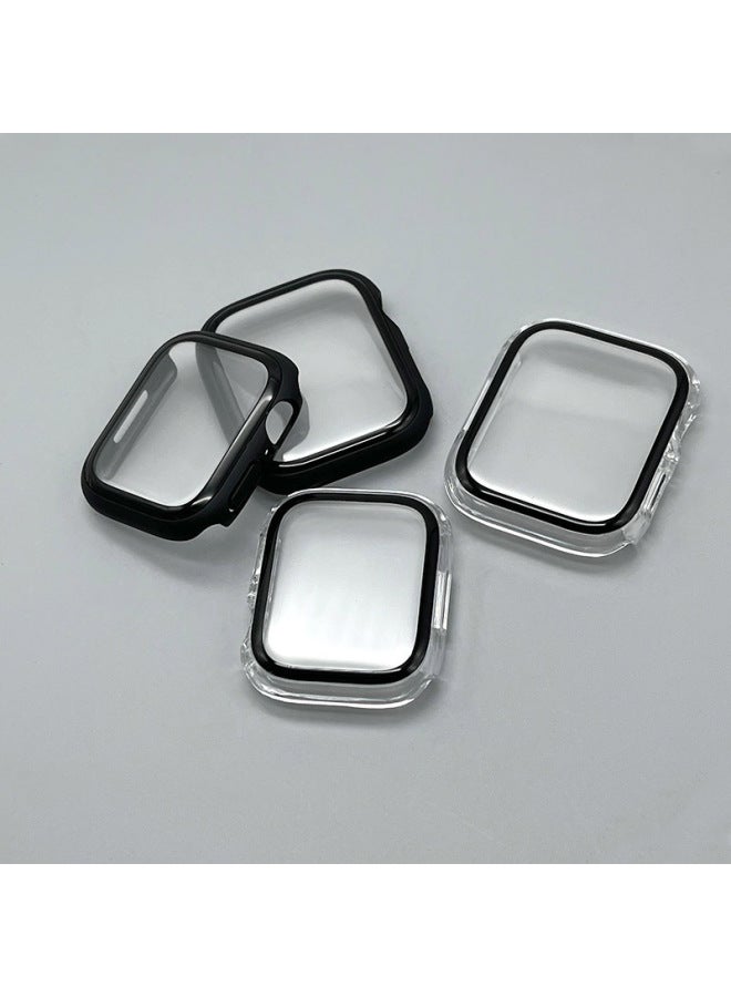 حافظة سطح منحني لساعة Apple Watch S9 لساعة Apple Watch S10 حافظة زجاجية مدمجة مع حافظة iwatch Watch - اللون: فضي - الأبعاد الخارجية: S10-46 مم - Image 3