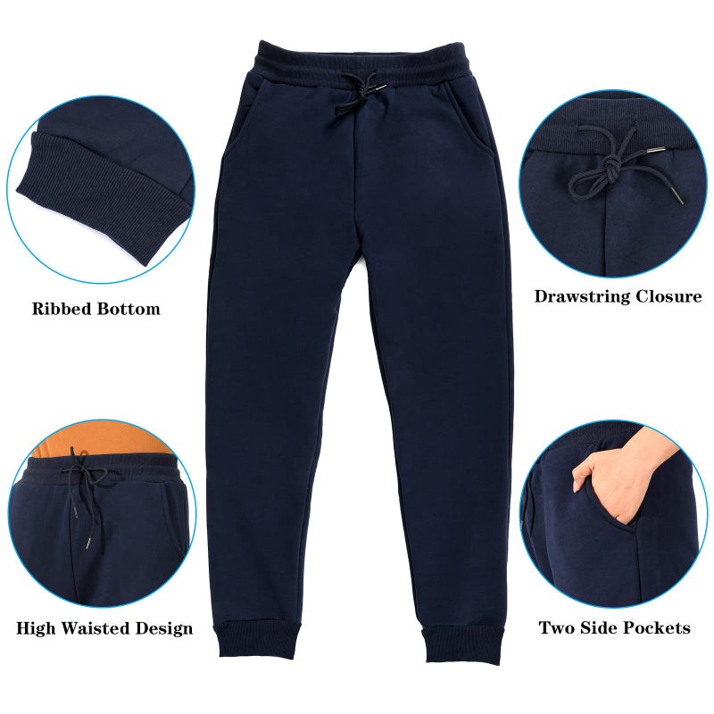 BOARDFEB Winter Warm Fleece Sweatpants Athletic Sherpa Lined Joggers Pants Track Pants for Women Men Black - Image 2