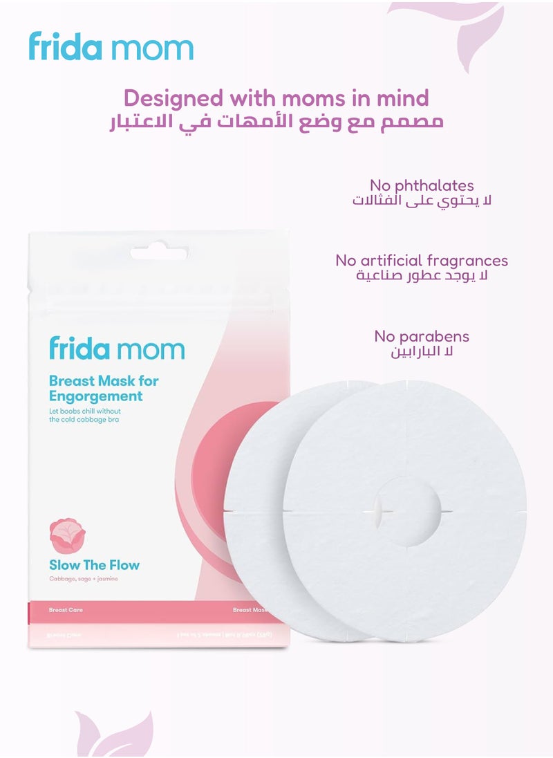 frida mom Engorgement Relief Sheet Mask | Natural Cabbage Jasmine Sage Infused | Soothes & Calms Nursing Discomfort | 2 Sheet Masks | Resealable Pack | 10.8x0.25x16.5 CM | For Nursing Mothers  - Image 2
