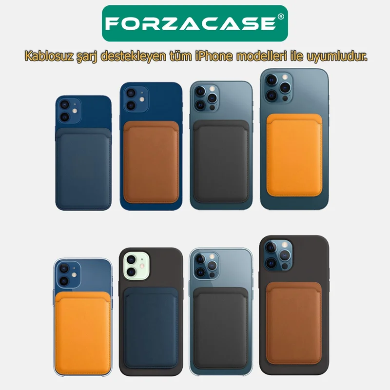 فورزاكاس Magnetic Leather Wallet Card Holder with Magsafe Compatible with iPhone All Models - FC098
