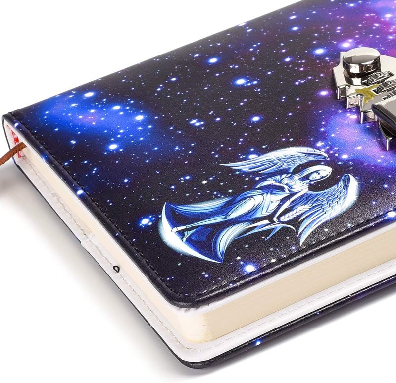 ARRLSDB A5 Creative Password Lock Journal PU Leather Combination Lock Diary Locking Diary Notepad (Virgo) - Image 4