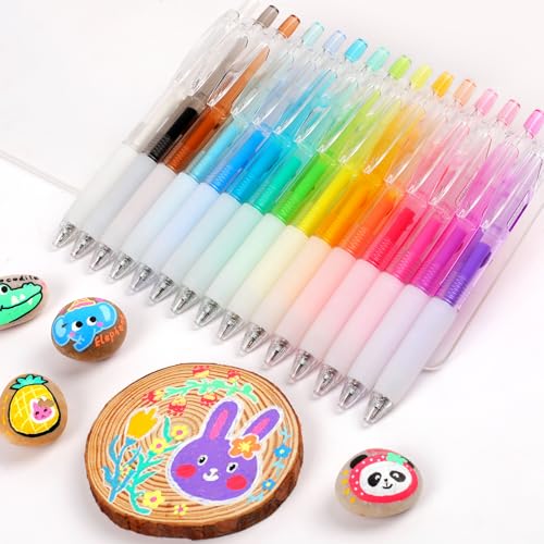 HANKU 3D Acrylic Gel Pens, 1.0mm Bullet Tip, 15 Colors Retractable Paint Pens for Black Paper, Rock, Glass, Wood, Fabric, Metal, Ceramic and DIY Crafts - Image 1