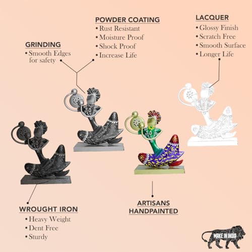 Ekhasa Nostrae Metal Show Pieces for Home Decor | Gift Items for Showcase, TV Unit Decoration | Statue, Figurines, Artifacts for Table, Living Room Decor Items (Gold Rajasthani Musicans - Set of 3) - Image 3