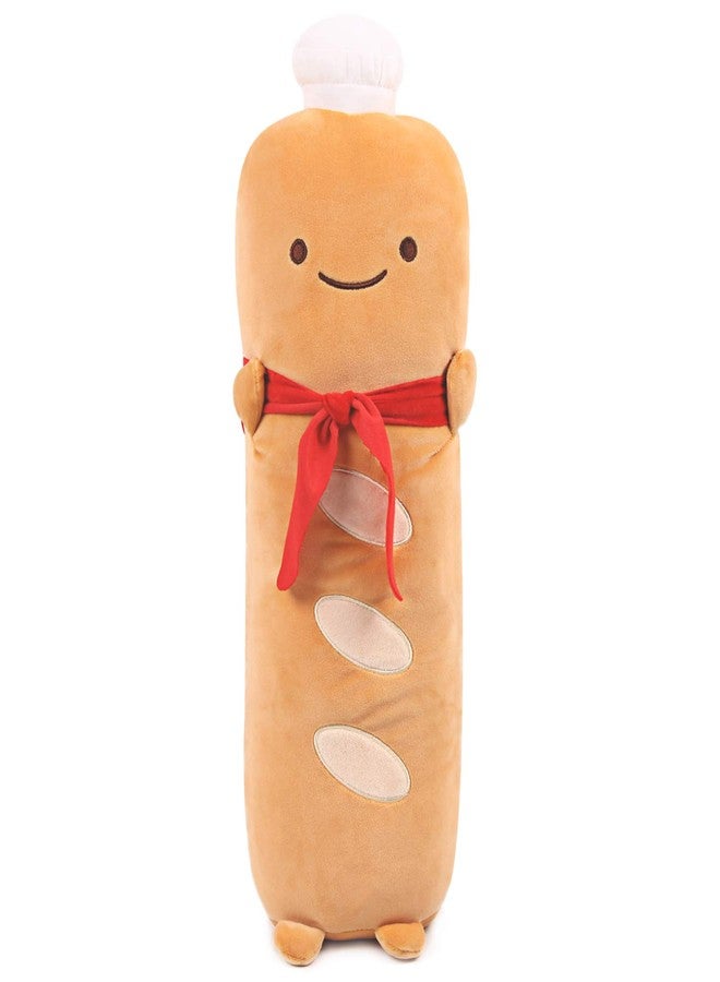 ARELUX Funny 17.7in Toast Baguette Pillow,French Baguette Shape Plush Hugging Pillow with Red Scarf,Soft Toast Food Sofa Cushion for Home Decor,Plush Toy for Friends Family Birthday - Image 1