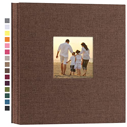 potricher Linen Hardcover Photo Album 4x6 600 Photos Large Capacity for Family Wedding Anniversary Baby Vacation Brown 600 Pockets - Image 1