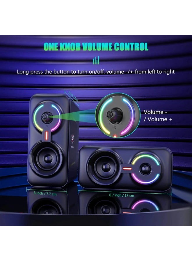 أونيكوما Wired/Wireless Bluetooth RGB Light PC Speakers,LED Subwoofer Deep Bass Gaming Speakers Desktop,Computer,Notebook - Image 3