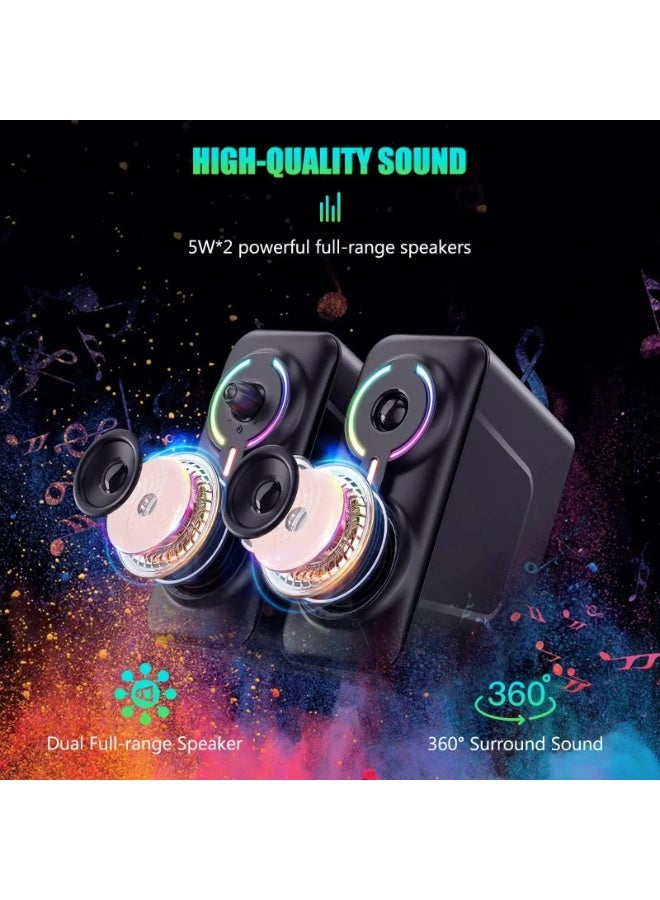 أونيكوما Wired/Wireless Bluetooth RGB Light PC Speakers,LED Subwoofer Deep Bass Gaming Speakers Desktop,Computer,Notebook - Image 4