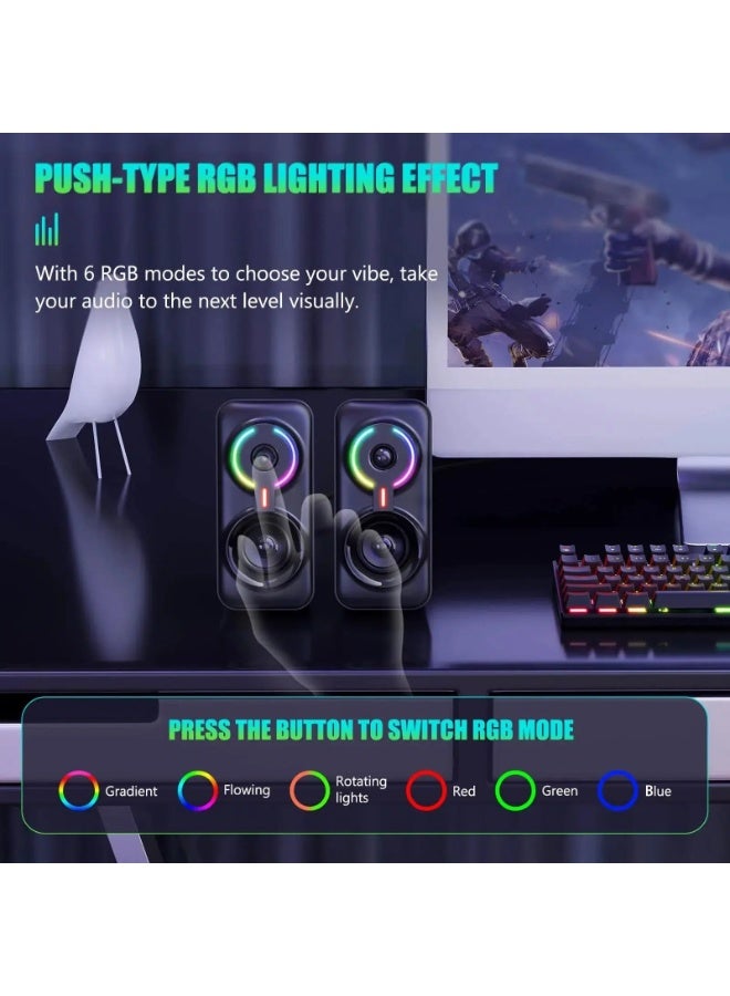 أونيكوما Wired/Wireless Bluetooth RGB Light PC Speakers,LED Subwoofer Deep Bass Gaming Speakers Desktop,Computer,Notebook - Image 5