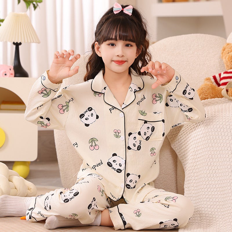 [Variety] Spring New Children'S Double Long Cardigan Lapel Cute Cartoon Printing Cloud Cotton Comfortable And Soft - Image 1