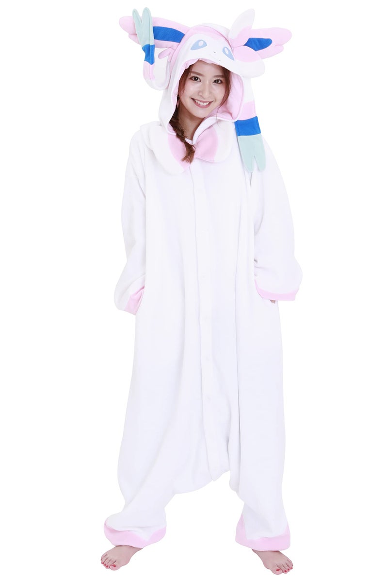 SAZAC Sylveon Pokemon Kigurumi Adult Onesie - Luxurious Halloween Costume for Adults, Durable & Machine Washable Pajamas - Image 3