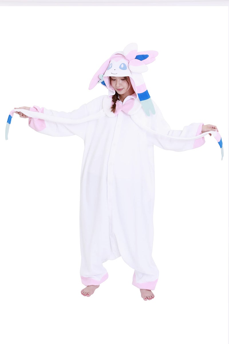 SAZAC Sylveon Pokemon Kigurumi Adult Onesie - Luxurious Halloween Costume for Adults, Durable & Machine Washable Pajamas - Image 4