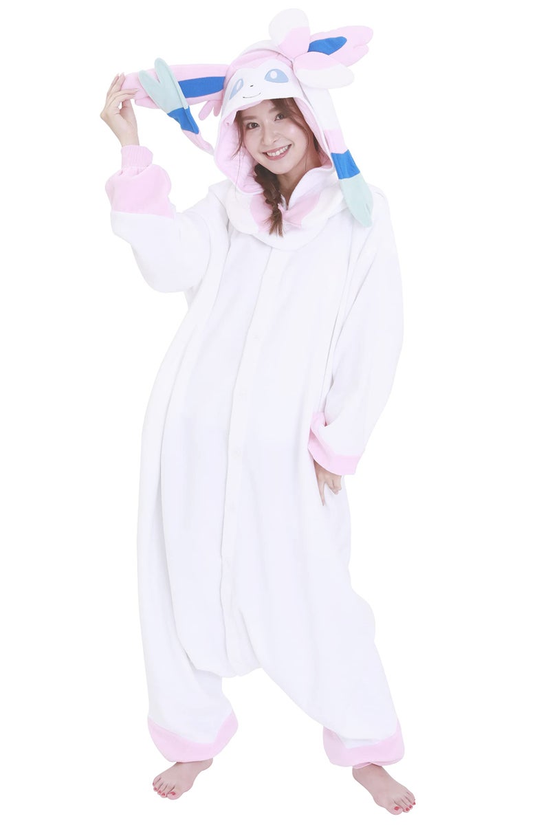 SAZAC Sylveon Pokemon Kigurumi Adult Onesie - Luxurious Halloween Costume for Adults, Durable & Machine Washable Pajamas - Image 2