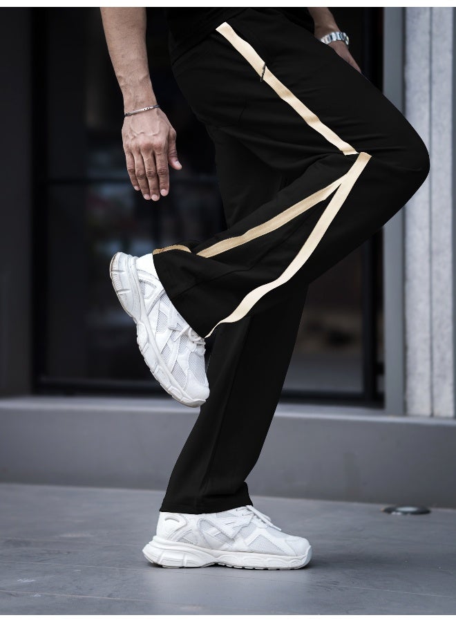 Maniac Maniac Mens Color Block Black and HalfWhite Color Baggy Fit Pant  - Image 4