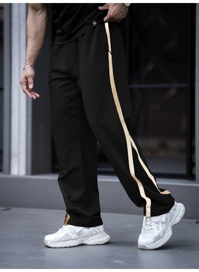 Maniac Maniac Mens Color Block Black and HalfWhite Color Baggy Fit Pant  - Image 1