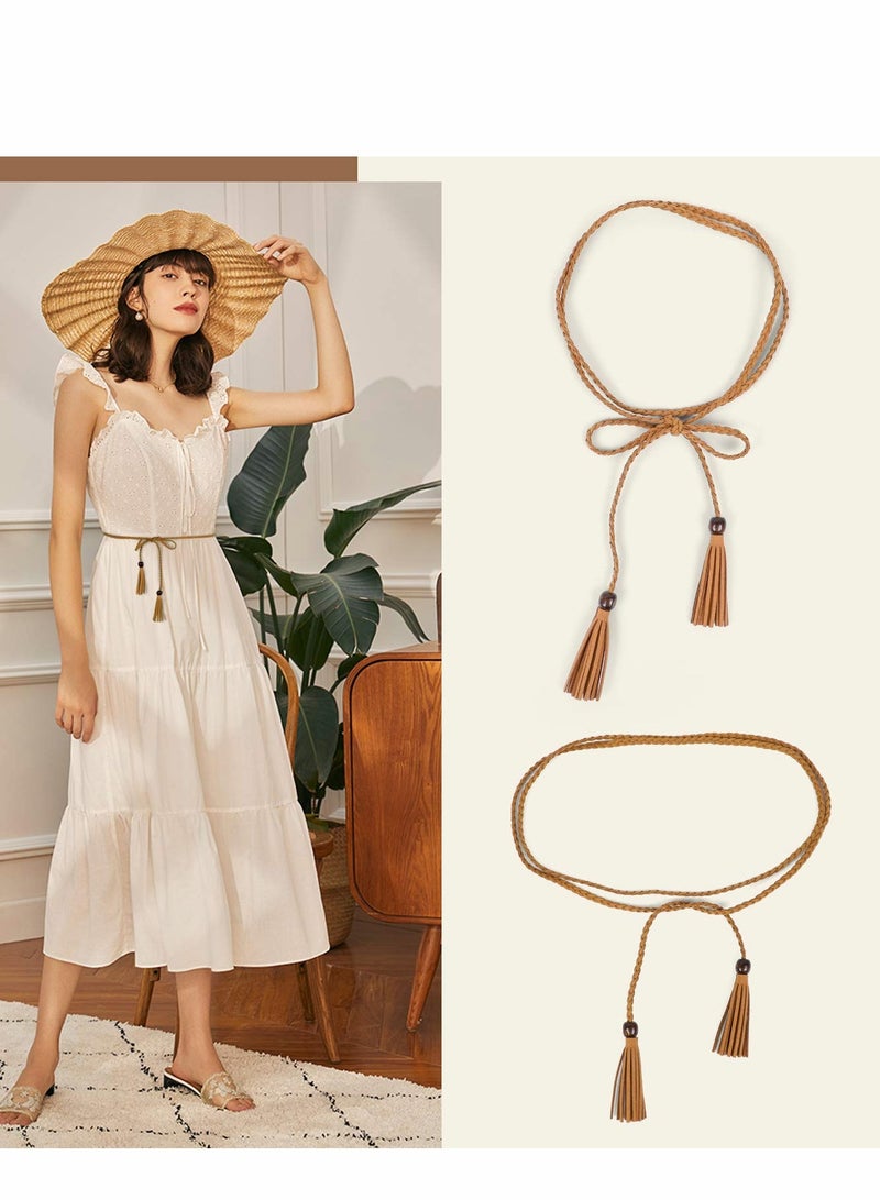 SYOSI Womens Belts, Tassel Braided Bowknot Thin Waist for Dresses Rope Belt, Dress Chain Rope - Image 5