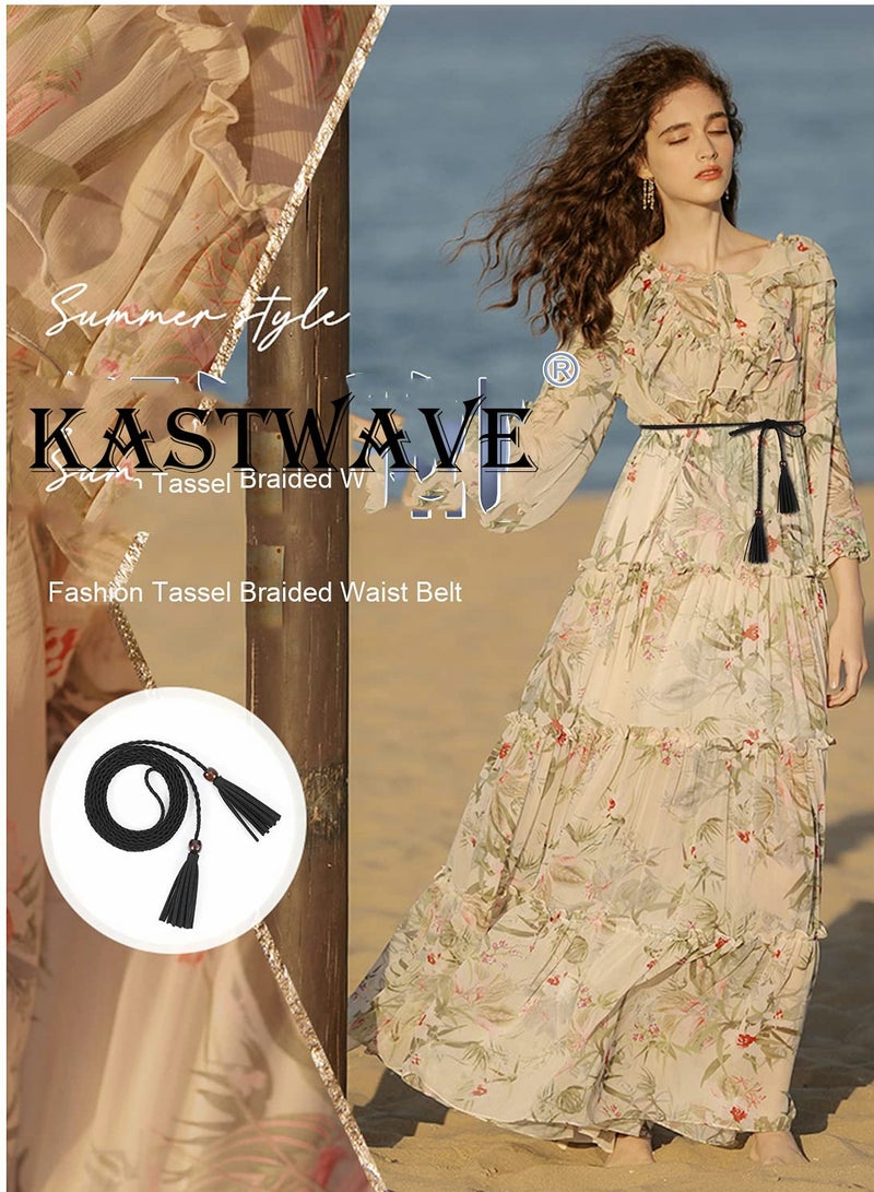 SYOSI Womens Belts, Tassel Braided Bowknot Thin Waist for Dresses Rope Belt, Dress Chain Rope - Image 2