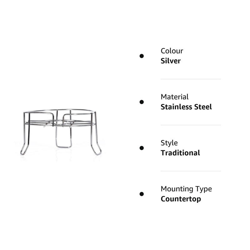 DHAVL Dhavl Fancy Water Matka and Pot Stand Stainless Heavy Steel Pot Stand Jug Kitchen Matka Stand for kitchen steel Rack Chrome Plated Plant Pot Stand SILVER  - Image 3