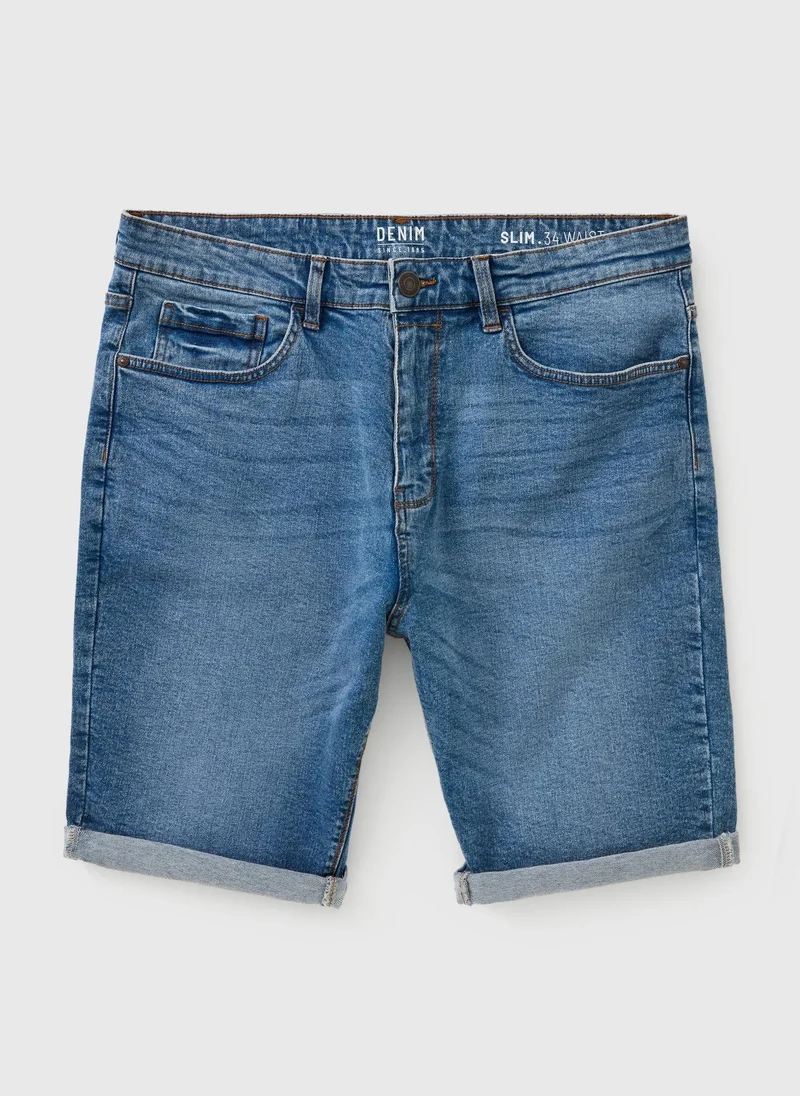 ماتلان Mid Wash Slim Fit Denim Shorts