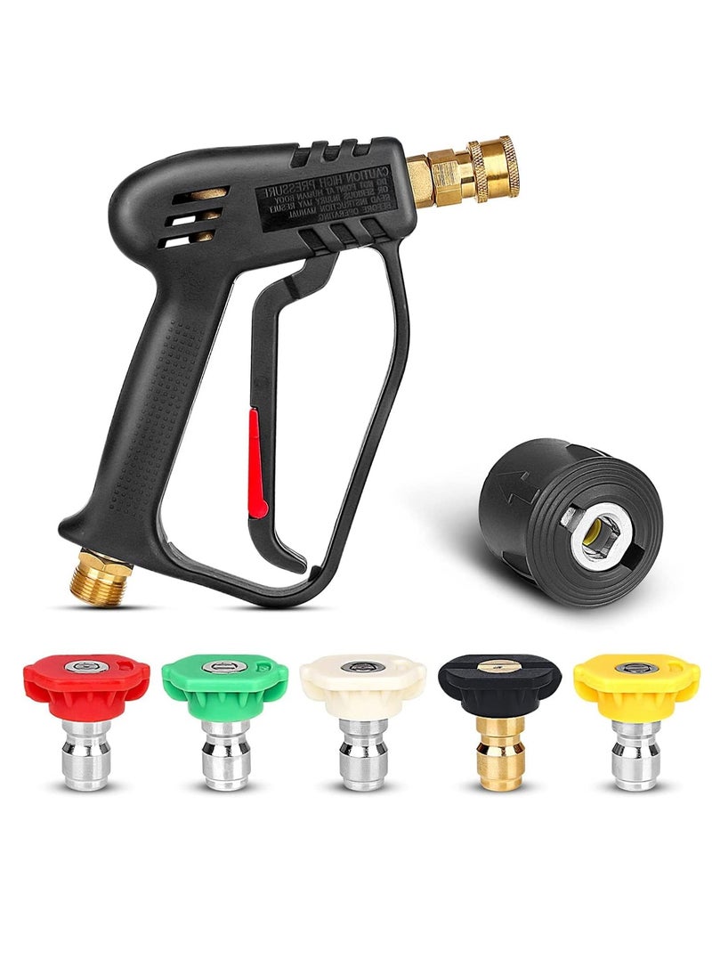 Generic 4000 PSI Pressure Washer Gun with 5 Interchangeable Spray Nozzles, Jet Washing Gun with 1/4 Inch Quick Connection and M22 Coupling  - Image 1