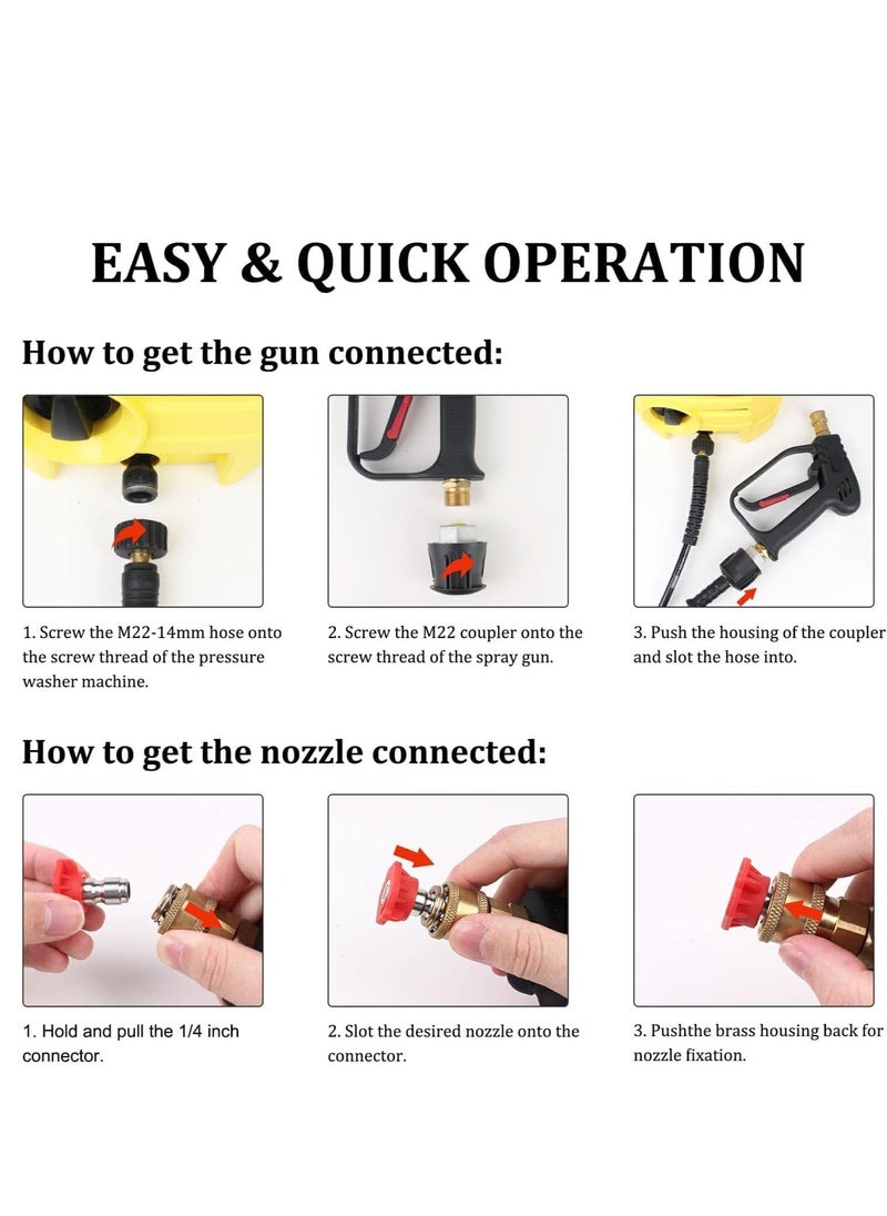 Generic 4000 PSI Pressure Washer Gun with 5 Interchangeable Spray Nozzles, Jet Washing Gun with 1/4 Inch Quick Connection and M22 Coupling  - Image 5