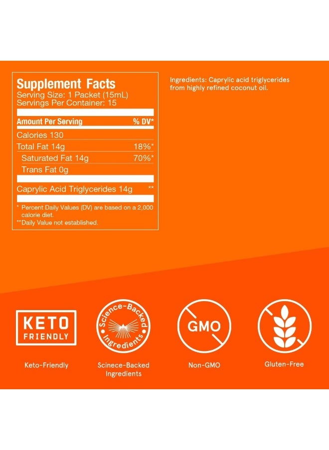 Brain Octane Oil Go Packs, Keto Diet Friendly Source of C8 Energy (15 Count)