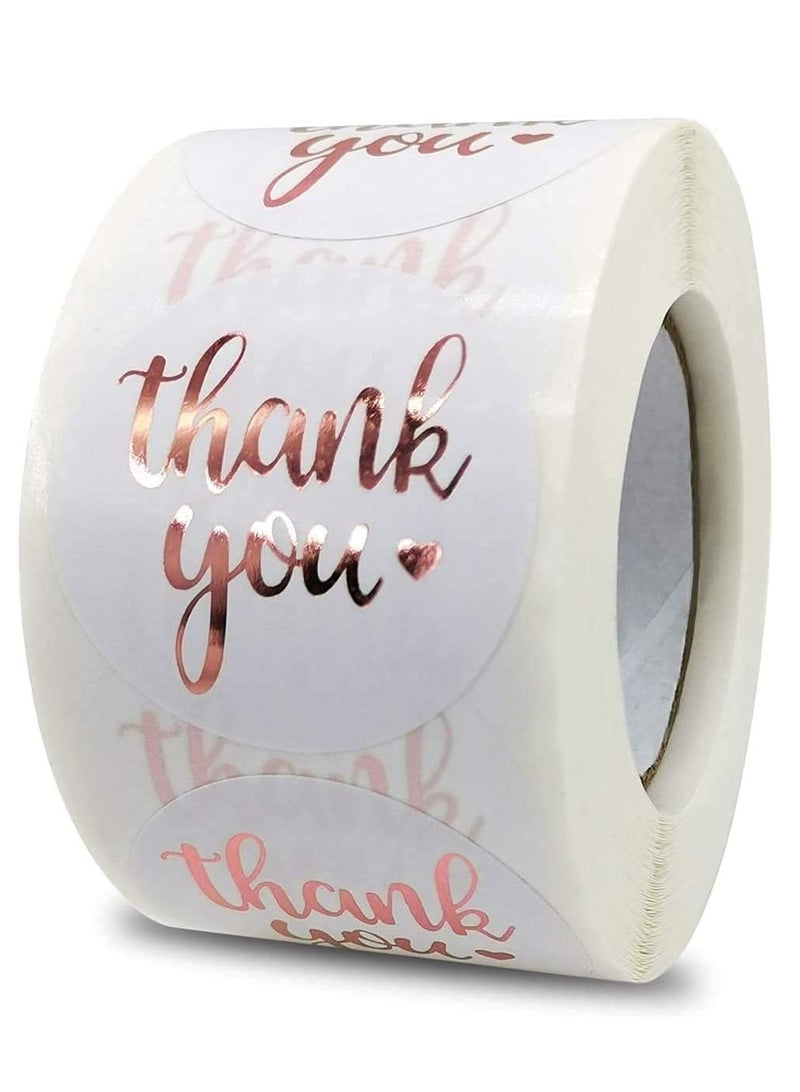 Premify 1.5 Inches Thank You Stickers, 600 Pcs Rose Gold Thank You Stickers Labels for Baking Packaging, Envelope Seals, Small Business, Birthday, Party Gift Wrap Bag, White Stickers Tags for Wedding  - Image 1