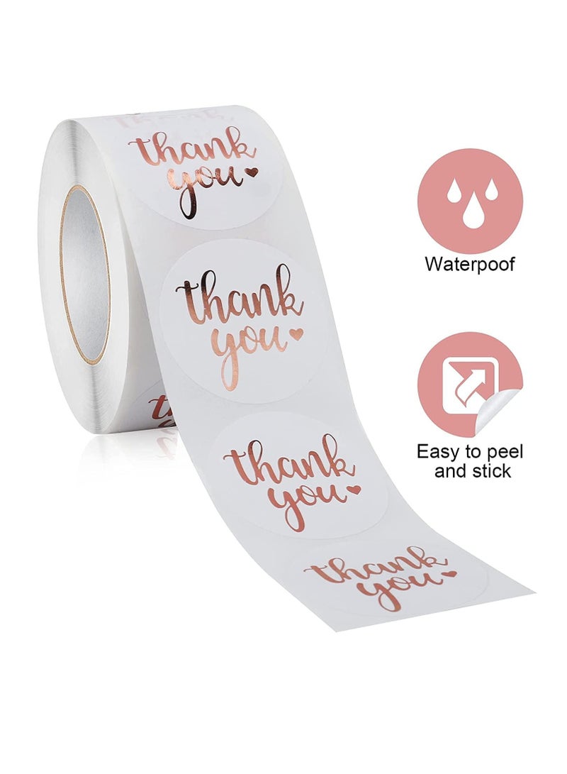 Premify 1.5 Inches Thank You Stickers, 600 Pcs Rose Gold Thank You Stickers Labels for Baking Packaging, Envelope Seals, Small Business, Birthday, Party Gift Wrap Bag, White Stickers Tags for Wedding  - Image 2