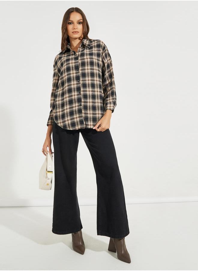 Oversized Plaid Buttoned Shirt with Dropped Shoulder - pzsku/Z83D218D460A3B5C0263BZ/45/_/1728386398/58f81a05-cbd6-4b0f-bf4e-b38fb7b4410e