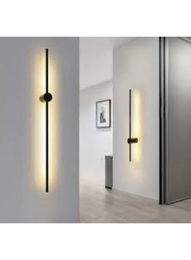 المفتاحة مصباح حائط LED أسود عصري وبسيط - وحدة إضاءة عمودية خطية لغرفة النوم أو المعيشة أو الممر | شمعدان حائط أنيق بإضاءة دافئة | تصميم إضاءة داخلية معاصرة - Image 2