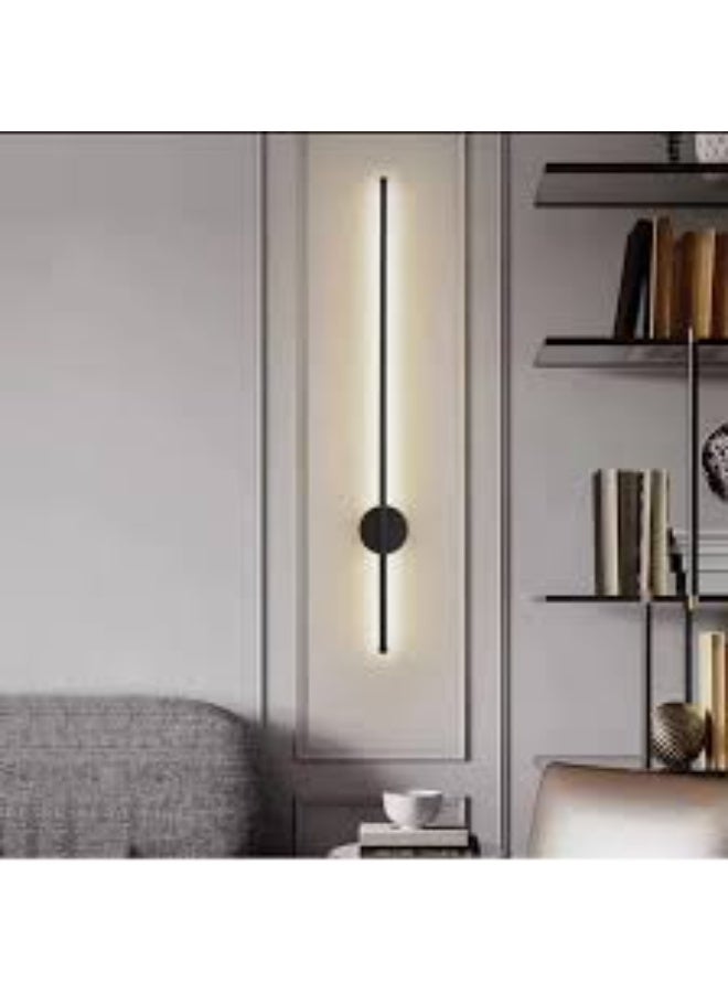 المفتاحة مصباح حائط LED أسود عصري وبسيط - وحدة إضاءة عمودية خطية لغرفة النوم أو المعيشة أو الممر | شمعدان حائط أنيق بإضاءة دافئة | تصميم إضاءة داخلية معاصرة - Image 3