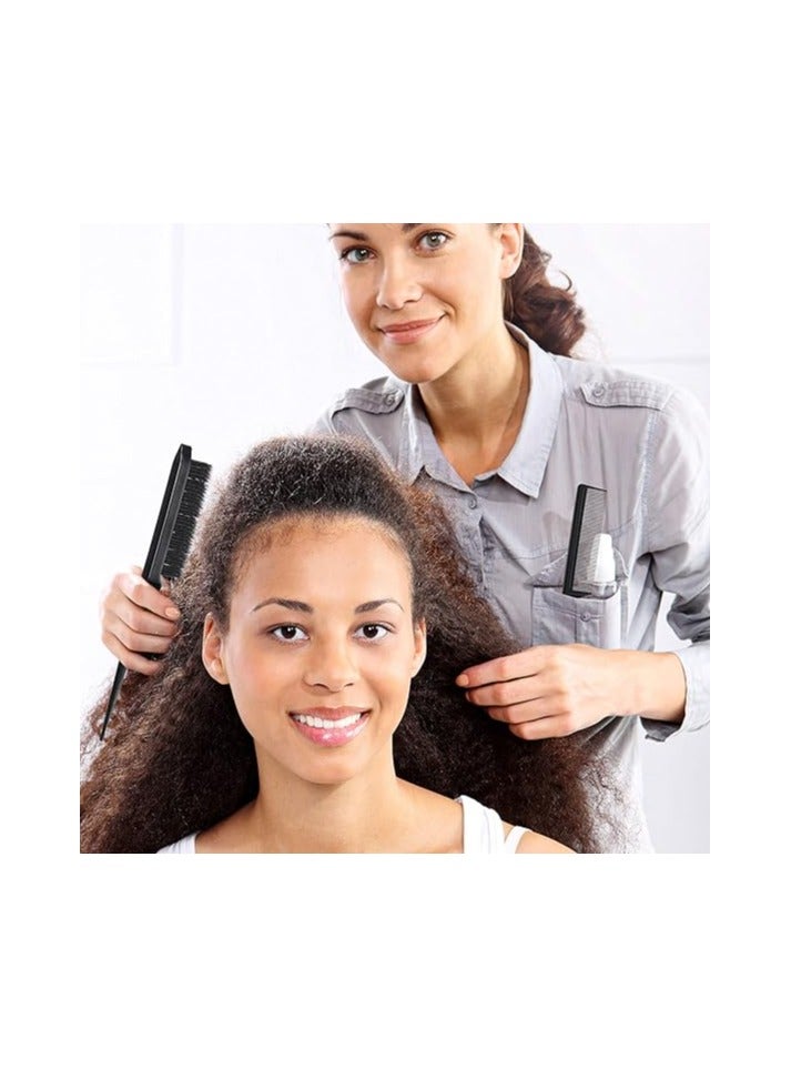 3 Pcs Slick Brush Set Bristle Hair Brush Teasing Comb Edge Hair Brush Grooming Combs Sturdy Rat Tail Comb for Women Babies Kids' Hair Black - Image 5