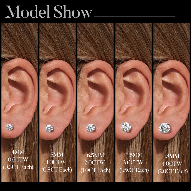 GEMQUEEN Moissanite Earrings Studs : G23 Titanium Stud Earring for Women Men Hypoallergenic Dainty Moissanite Jewelry for Sensitive Ear Round Cut D Color VVS1 Clarity 2CT - Image 3