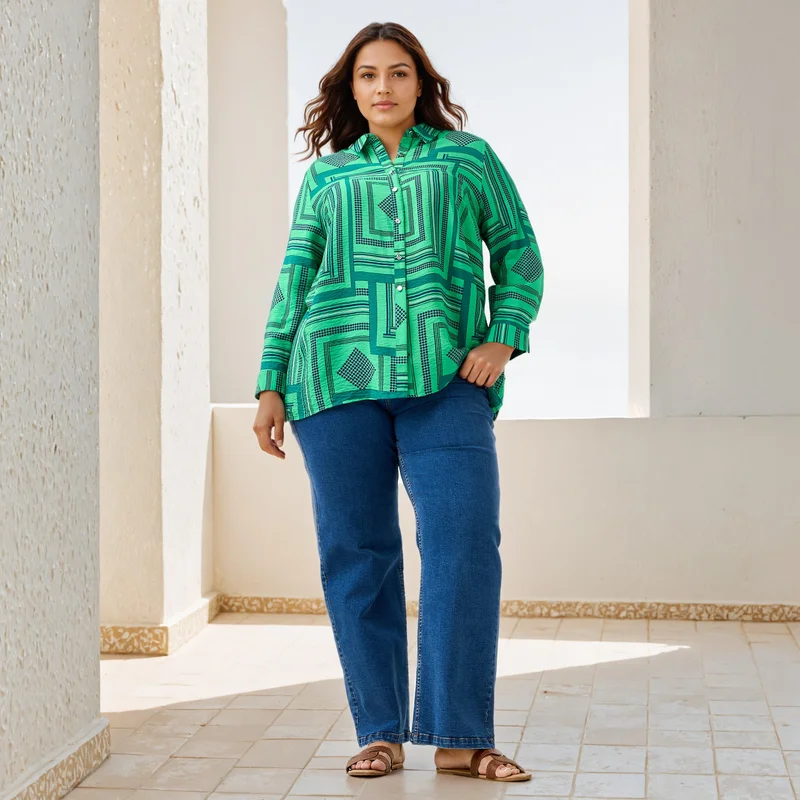  أولا بوبكن Plus Size Ulla Popken Printed Shirt