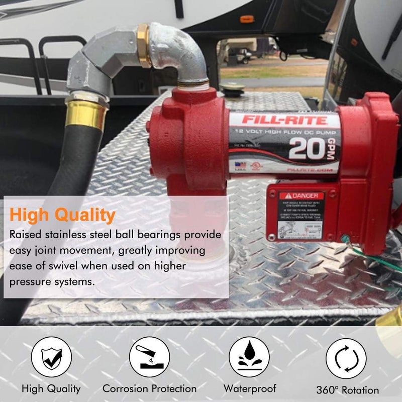 A ABIGAIL 2PCS 1" Fuel Transfer Hose Swivel 360 Rotating Connector for Fuel Nozzle - Image 5