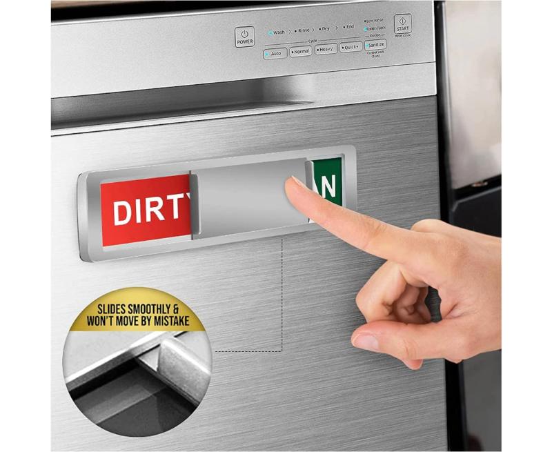 Dishwasher Clean Dirty Indicator: Silver 17.8X5Cm No-Installation Design - Durable Acrylic & ABS Construction Kitchen Organizer for Home Family Use - Image 4