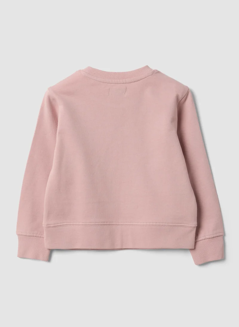 Ovs OVS Pink Pure Cotton Crew-Neck Sweatshirt With Heart For Girls