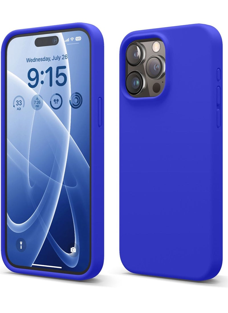 Elago Liquid Silicone for iPhone 15 Pro MAX Case Cover Full Body Protection, Shockproof, Slim, Anti-Scratch Soft Microfiber Lining - Cobalt Blue  - Image 1