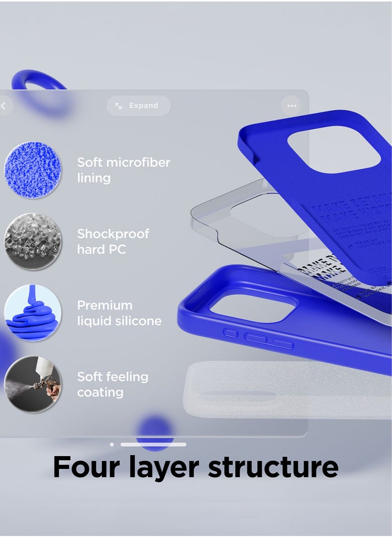 Elago Liquid Silicone for iPhone 15 Pro MAX Case Cover Full Body Protection, Shockproof, Slim, Anti-Scratch Soft Microfiber Lining - Cobalt Blue  - Image 4