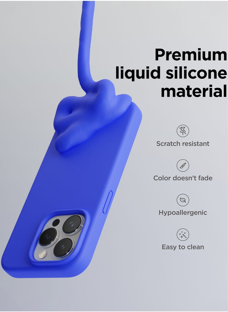 Elago Liquid Silicone for iPhone 15 Pro MAX Case Cover Full Body Protection, Shockproof, Slim, Anti-Scratch Soft Microfiber Lining - Cobalt Blue  - Image 3