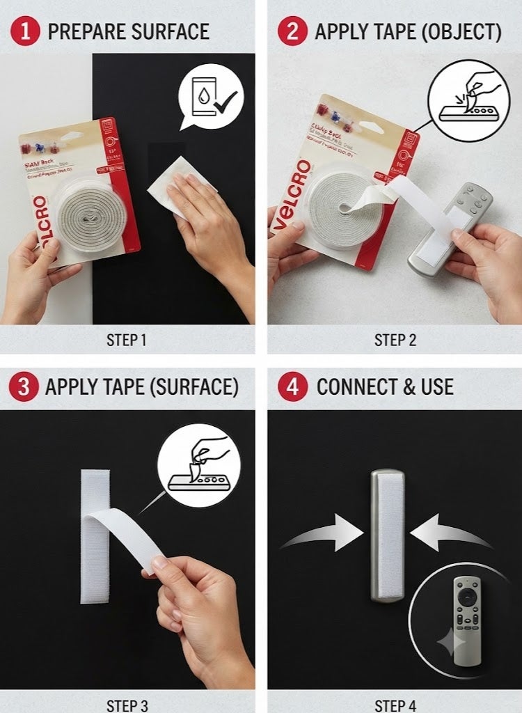 VELCRO Brand 5 Ft x 3/4 In | White Tape Roll with Adhesive | Cut Strips to Length | Sticky Back Hook and Loop Fasteners | Perfect for Home, Office or Classroom - Image 2