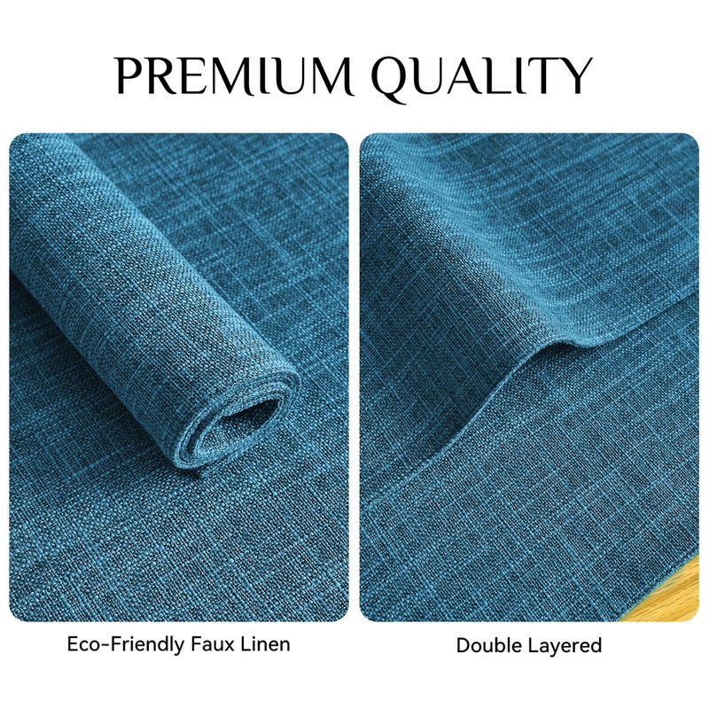 Softalker Faux Linen Placemats Set of 6-12 x 18 Inch  Heat Resistant Double Layered Durable Burlap Farmhouse Place Mats  Non-Slip Washable Rustic Table Mats for Dining  Kitchen  Party(Sky Blue - Image 3