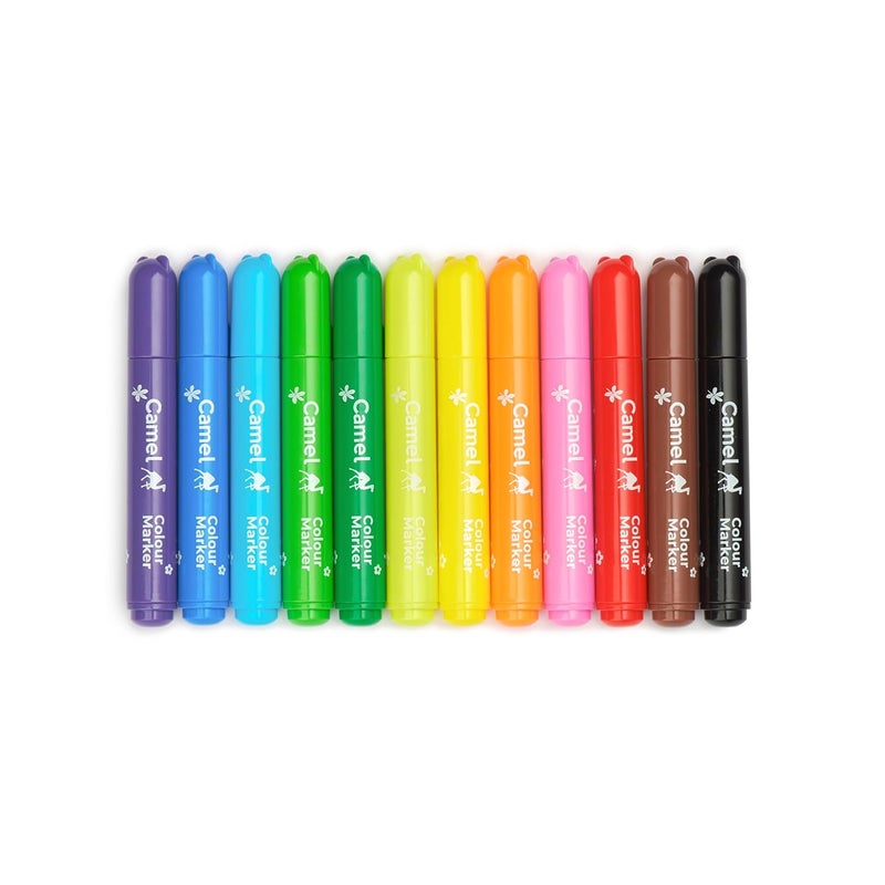 camel Camel Washable Colour Markers 12 Shades (lid Colour May Vary)  - Image 5