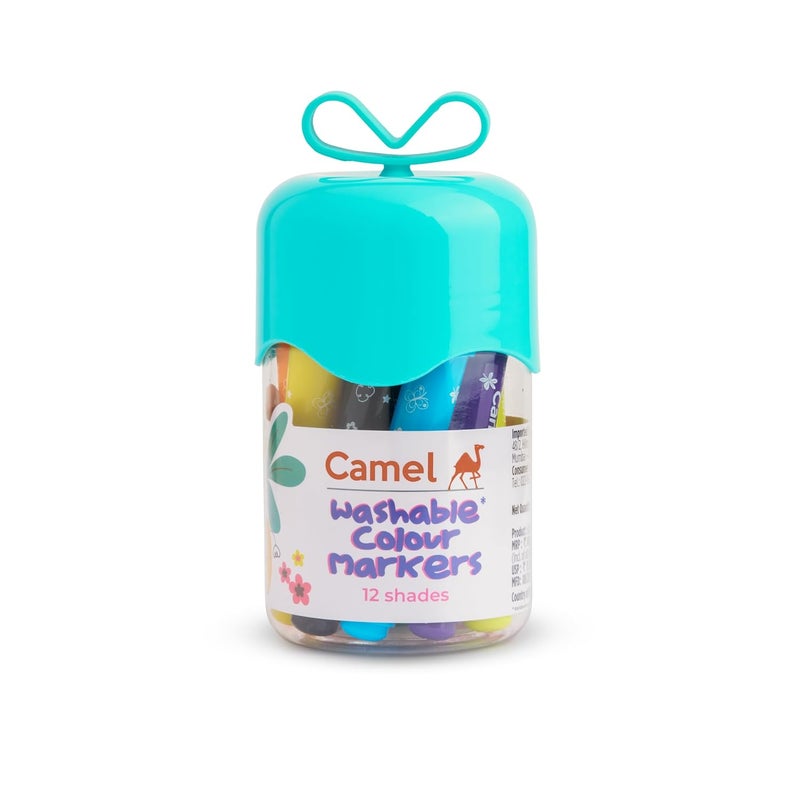 camel Camel Washable Colour Markers 12 Shades (lid Colour May Vary)  - Image 1