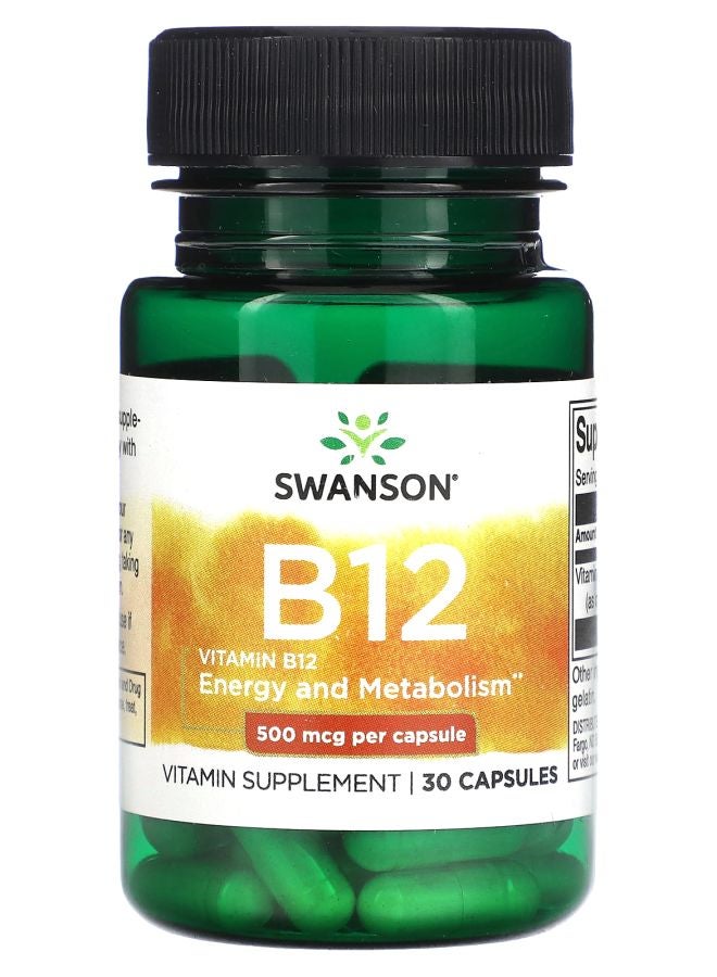SWANSON فيتامين ب12 500 ميكروغرام 30 كبسولة