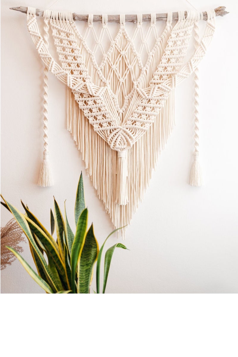 انتيكيانو تعليقة جدارية من المكرمية، لوحة مكرمية جدارية، نسيج جداري منسوج، فن جداري بوهيمي، - Image 1