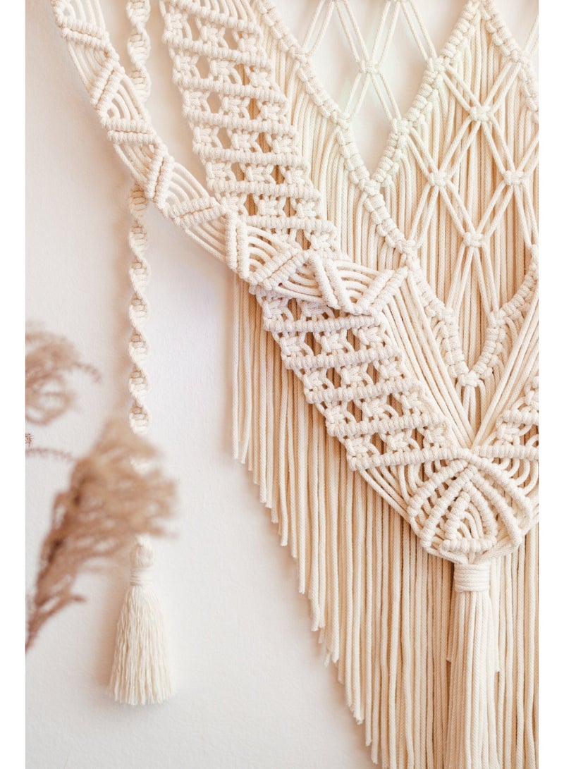 انتيكيانو تعليقة جدارية من المكرمية، لوحة مكرمية جدارية، نسيج جداري منسوج، فن جداري بوهيمي، - Image 3