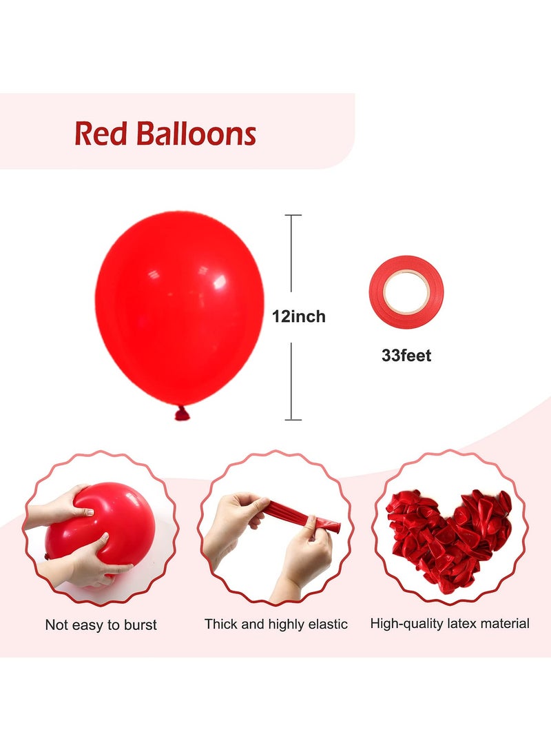 Red Balloons 12 inch, 50 Pack Red Latex Party Balloons Helium Quality for Birthday Graduation Baby Shower Valentines Christmas Wedding Party Decorations - Image 2