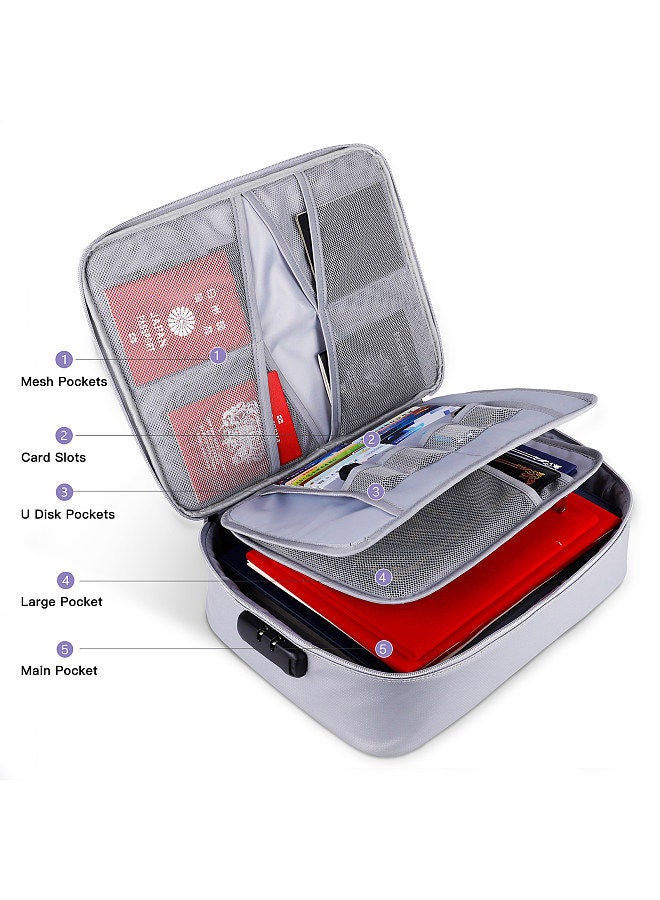 Generic Fireproof Document Bag with Lock Zipper Closure Fire & Water Resistant Money Bag Storage Pouch Organizer Case Home Office Travel Safe Bag for Documents Files Money Cards Passport Valuables  - Image 3